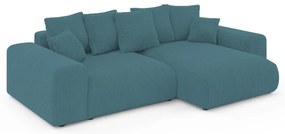 Тюркоазен ъглов диван с място за съхранение от рипсено кадифе Luma – Ropez