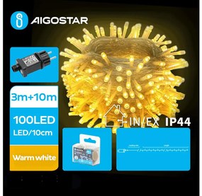 Aigostar - LED Екстериорни Коледни лампички 100xLED/8 функции 13m IP44 топло бял