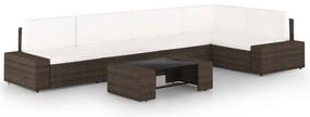 3067154 vidaXL Градински комплект с възглавници, 6 части, кафяв полиратан