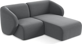 Сив кадифен ъглов диван (десен ъгъл) Lani – Makamii