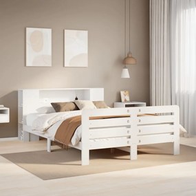 3309882 vidaXL Рамка за легло без матрак, бял, 150x200 см, бор масив