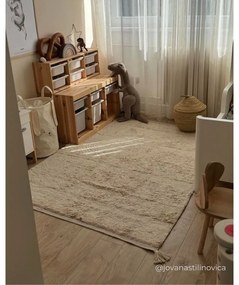 Кремав ръчно изработен памучен килим подходящ за пране 90x130 cm Bloom Natural – Lorena Canals