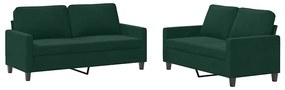 3201498 vidaXL Комплект дивани от 2 части с възглавници, тъмнозелен, кадифе