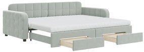 3197001 vidaXL Канапе с изтеглящо легло и чекмеджета светлосив 90x200см кадифе