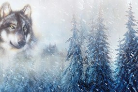 Тапет – Вълк в заснежена местност