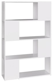 809134 vidaXL Библиотека, бяла, 80x24x124,5 см, инженерно дърво
