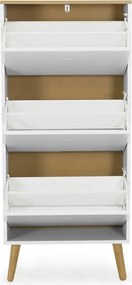 Бяла етажерка за обувки с крака от дъбово дърво с 3 копчета Dot - Tenzo