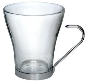 Cok - Стъклена чаша за капучино / топли напитки с метална дръжка-230мл - 3бр (158-K1001)BOMBON