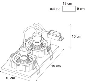 Вграден прожектор тъмно бронз правоъгълен 2-светлина наклоняем и въртящ се - Qure