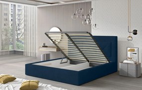 Тапицирано легло Bisovar-140 x 200-Μπλέ-Με μηχανισμό ανύψωσης