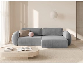 Светлосив кадифен сгъваем/с място за съхранение ъглов диван Tonale – Cosmopolitan Design
