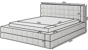 Бяло двойно легло 180x200 cm тапицирано с място за съхранение с включена подматрачна рамка Dizzle – ELTAP