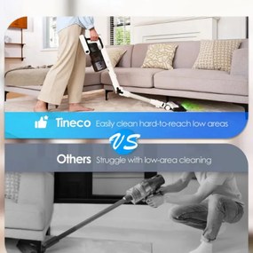 Вертикална прахосмукачка Tineco Pure One A50S, 185W, 1000 мл, 70 мин, Multi-Cyclone филтрация + HEPA, 3DSense накрайник, LED, Бял