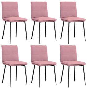 3315618 vidaXL Трапезни столове, 6 бр, розови, кадифе