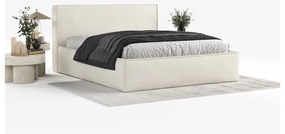 Кремаво тапицирано двойно легло с място за съхранение с включена подматрачна рамка 180x200 cm Lounge L – Maison de Rêve