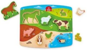 Hape - Дървен пъзел за игра Домашни животни