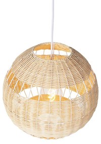 Висяща лампа в кънтри стил бяла с ратан - Rattan