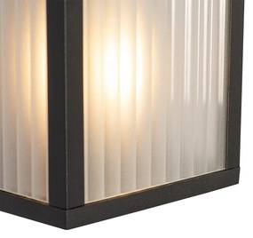 Външна стенна лампа черна с релефно стъкло 2-светлини IP44 - Charlois