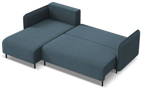 Син разтегателен ъглов диван с място за съхранение (ляв ъгъл) Luana – Makamii