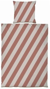 Единично спално бельо от памучен сатен в тухлен и бежов цвят 140x200 cm Diagonal – Mette Ditmer Denmark