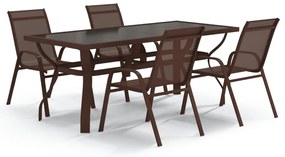 3095984 vidaXL Градински трапезен комплект, 5 части, кафяво и черно
