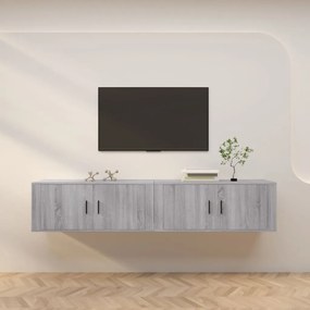 3188372 vidaXL ТВ шкафове със стенен монтаж, 2 бр, сив сонома, 100x34,5x40 см