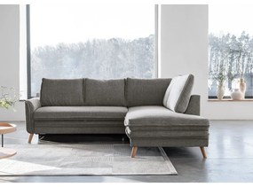 Сив разтегателен ъглов диван (десен ъгъл) Charming Charlie – Miuform