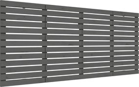 824690 vidaXL Стенна табла за спалня, сива, 156x3x91,5 см, борово дърво масив