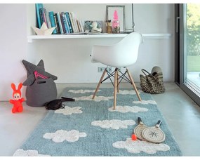 Син ръчно изработен памучен детски килим подходящ за пране 120x160 cm Clouds Vintage Blue – Lorena Canals