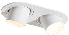 Кръгъл вграден прожектор бял GU10 35mm накланящ се 2-светлинен - Installa