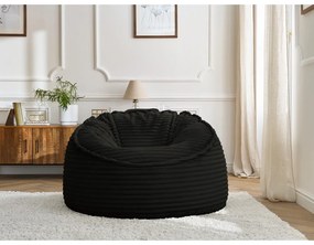 Черен пуф от рипсено кадифе Socrate – Bobochic Paris