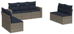 3251168 vidaXL Градински диван с възглавници, 7 части, полиратан, сив