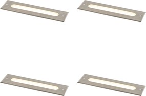Комплект от 4 модерни стоманени вградени подови прожектора 30 см с включен LED IP65 - Eline