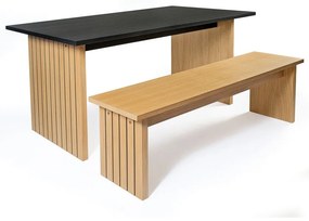 Маса за хранене с дъбов плот 90x160 cm Stripe - Woodman