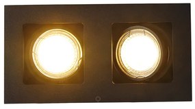 Вграден прожектор черен правоъгълен 2 лампи - Qure