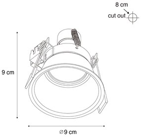 Set van 6 moderne inbouwspots zwart met goud GU10 50mm IP44 - Dept