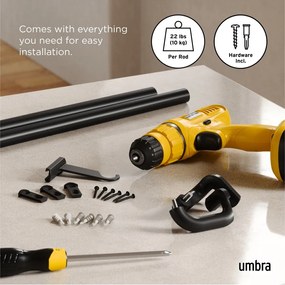 Стоманен разтегателен корниз 76 - 213 cm Twilight – Umbra