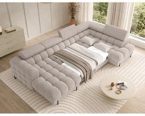 Бежов разтегателен ъглов диван от букле (десен ъгъл U форма) Feraria – ELTAP