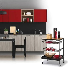 Кухненска количка 5five, Средна, Метал, С подвижен плот