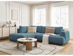 Син сгъваем/с място за съхранение ъглов диван (ляв ъгъл/L форма) Fuji – Bobochic Paris