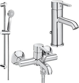 Комплект смесител за умив., смесител за вана, душ с тр. окач., ръчен душ Carelia