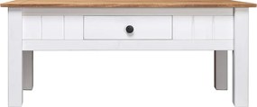 282684 vidaXL Кафе маса, бяла, 100x60x43,5 см, бор масив, Panama Range