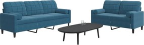3278420 vidaXL Мека мебел от 2 части с възглавници и болстери син кадифе