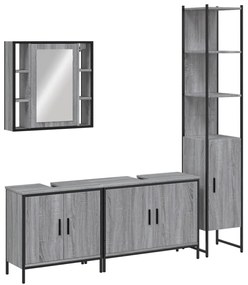 3214753 vidaXL Комплект шкафове за баня от 4 части сив сонома инженерно дърво