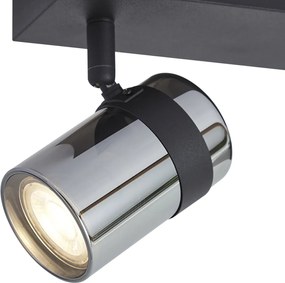 Плафон черен с димно стъкло 2 светлини въртящ се и накланящ се - Gianni