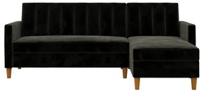 Черен разтегателен диван с кадифена повърхност и място за съхранение Celine - Støraa