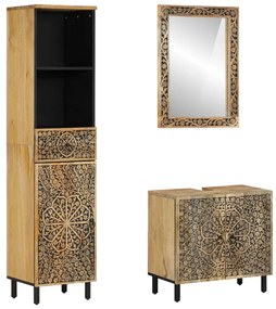 3206314 vidaXL Комплект мебели за баня, 3 части, масивна мангова дървесина