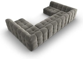 Ъглов диван от сиво кадифе (U-образен) Kendal - Micadoni Home