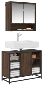 849293 vidaXL Шкаф за мивка за баня, кафяв дъб, 80x33x60 см, инженерно дърво
