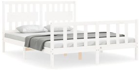 3192432 vidaXL Рамка за легло с табла бяла 5FT King Size масивно дърво